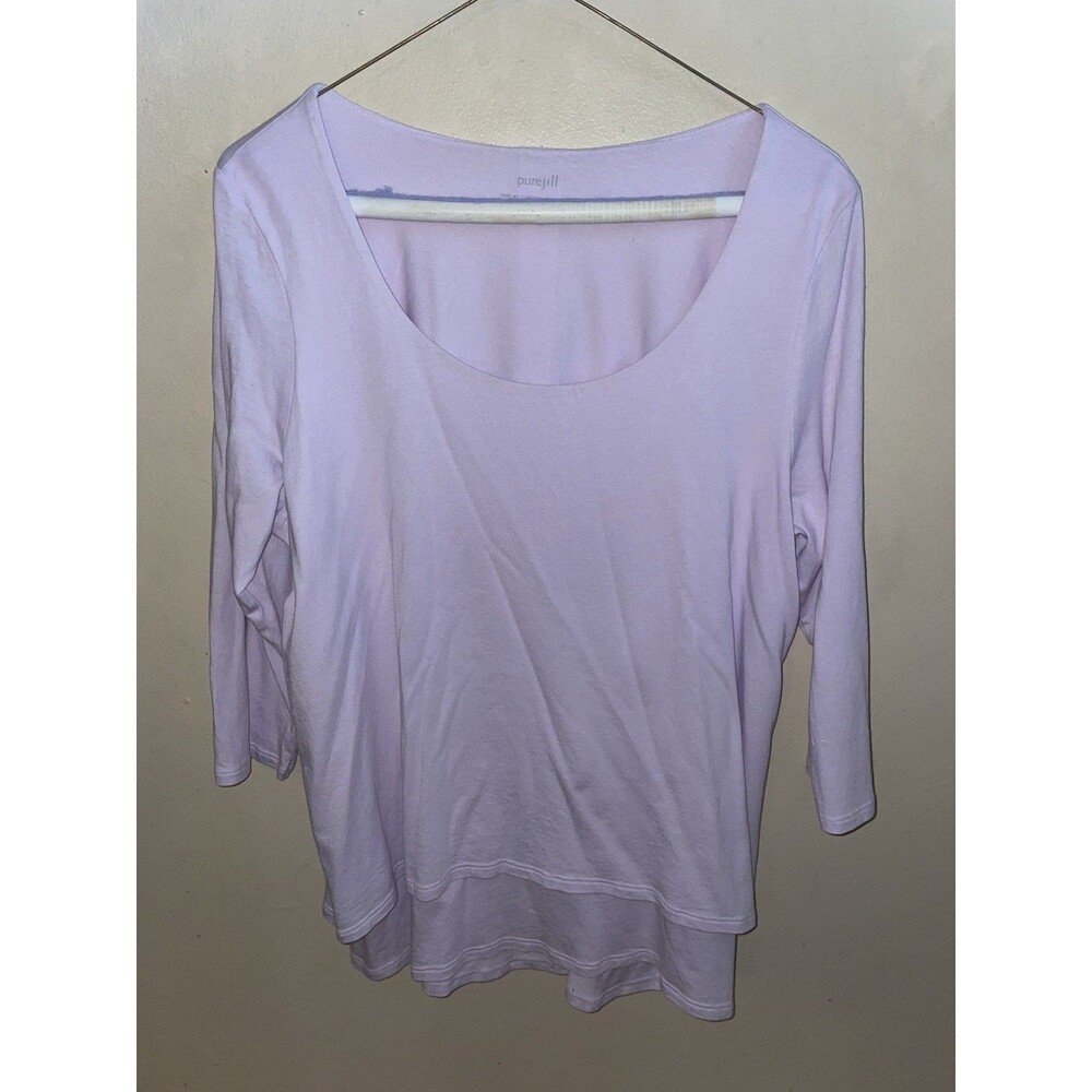 J.Jill Pure Jill Elliptical Layered Top Lavender Soft Stretch Knit Asymmetrical